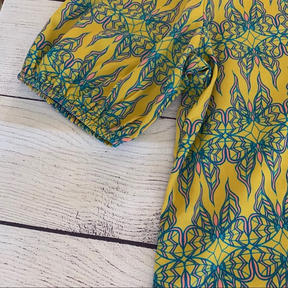 Francesca' s Yellow Abstract Shift Dress Size LG - Picture 5 of 6